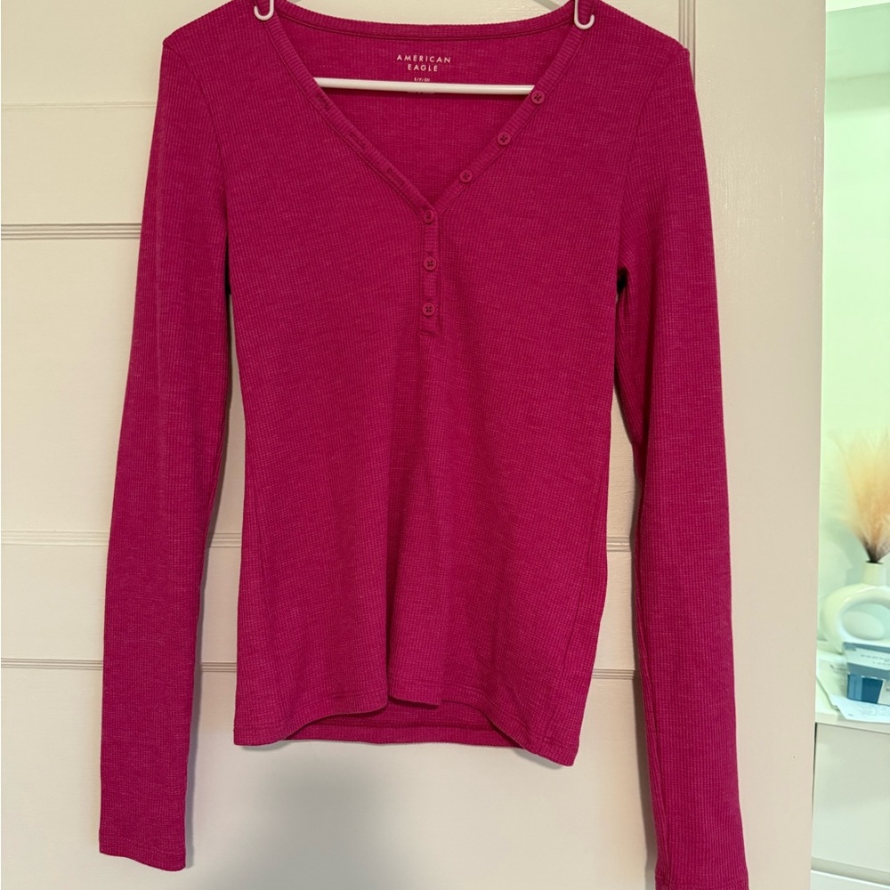 American Eagle Fuchsia Ribbed Top